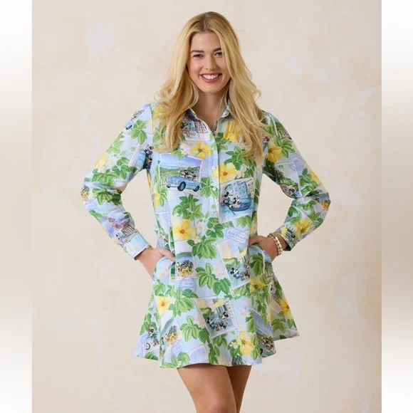 Tommy Bahama x Disney Coastalina 100% Linen Postcard to Paradise Dress size M - Picture 5 of 13